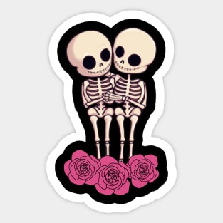 Preppy Skeleton, valentines day, pink skull Sticker